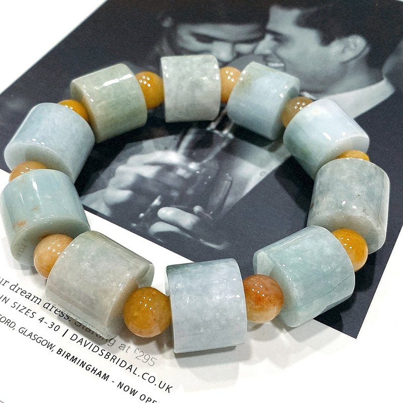 Eli Jewelry Fortune Lucky Lulutong Natural A Goods Burmese Jade Jade Men's Bracelet with Warranty - Bracelets - Jade Green