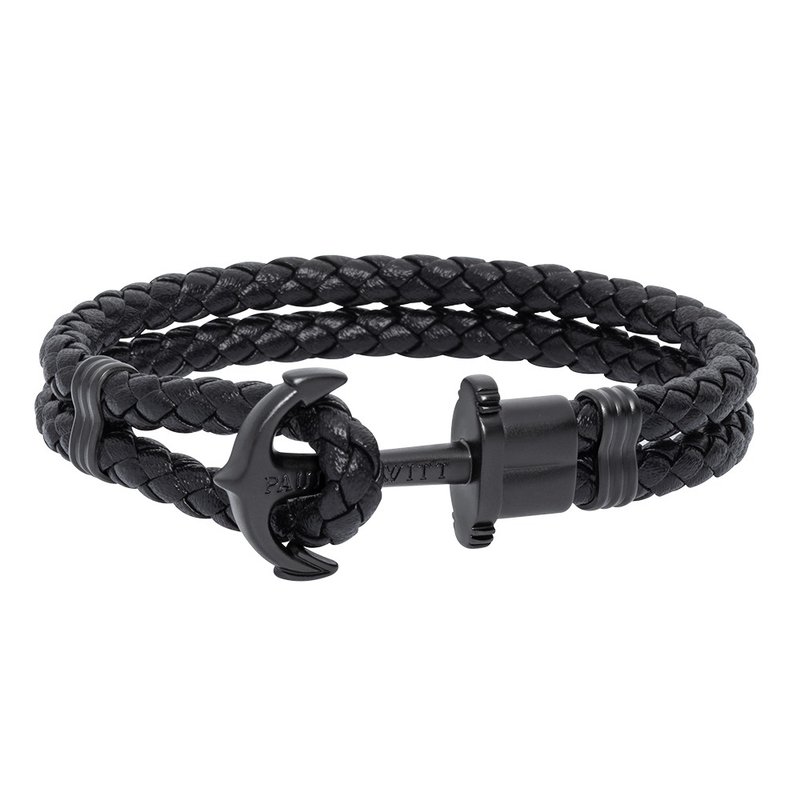 Paul Hewitt Anchor Bracelet PHREP Black PH-PH-L-B-B - สร้อยข้อมือ - หนังแท้ สีดำ