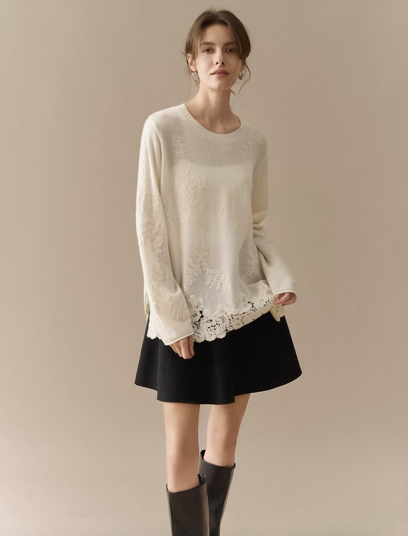 Elegant Series / Imported Machine Jacquard Knit Sweater / Cashmere Wool - สเวตเตอร์ผู้หญิง - วัสดุอื่นๆ หลากหลายสี