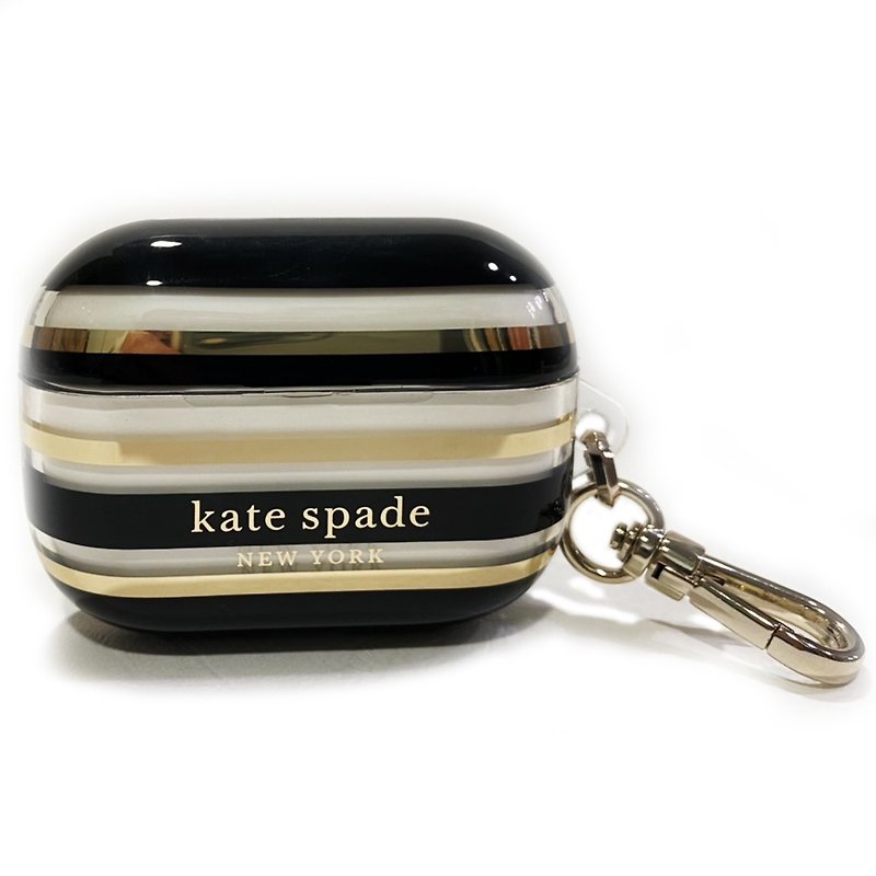 Kate Spade New York AirPods Pro Case - Oceanside Stripe Black/Gold Foil/Clear - ที่เก็บหูฟัง - พลาสติก สีดำ