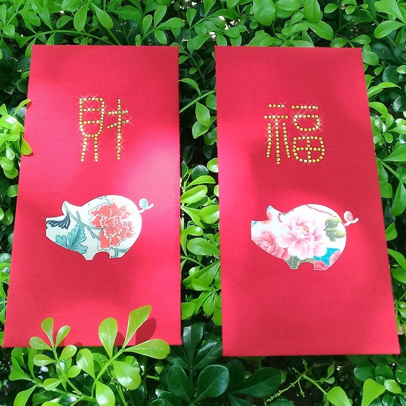 【GFSD】鮮やかな万能赤い封筒バッグ-【牡丹の花の布シリーズ2個セット】 - ご祝儀袋・ポチ袋 - 紙 レッド