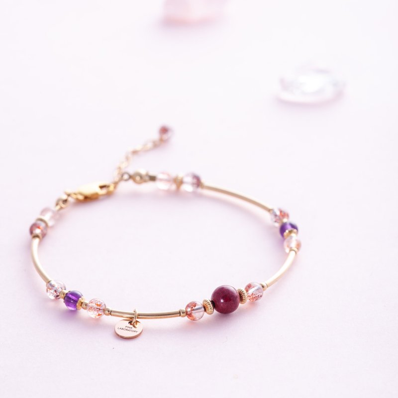 Super Seven, Cinnabar, 14K Gold Filled Findings Bracelet - สร้อยข้อมือ - เครื่องเพชรพลอย หลากหลายสี