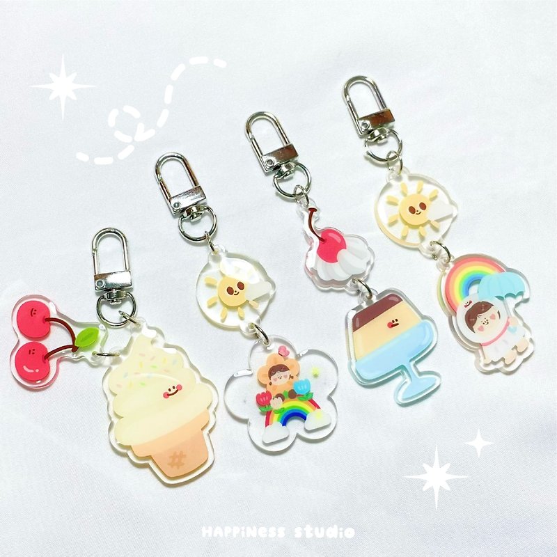 HAppiNess keychains (4 styles in total)/ Acrylic pendants - Charms - Acrylic 