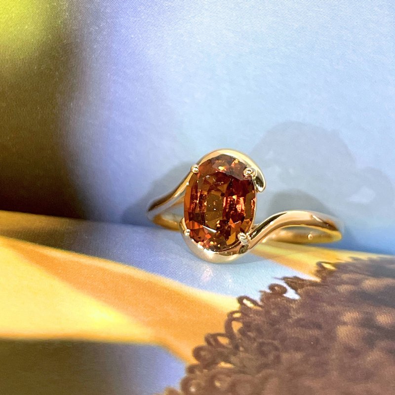 The Bracket - 天然蘋果酒橙碧璽 (1.59ct) 18k黃金戒指 - 戒指 - 貴金屬 