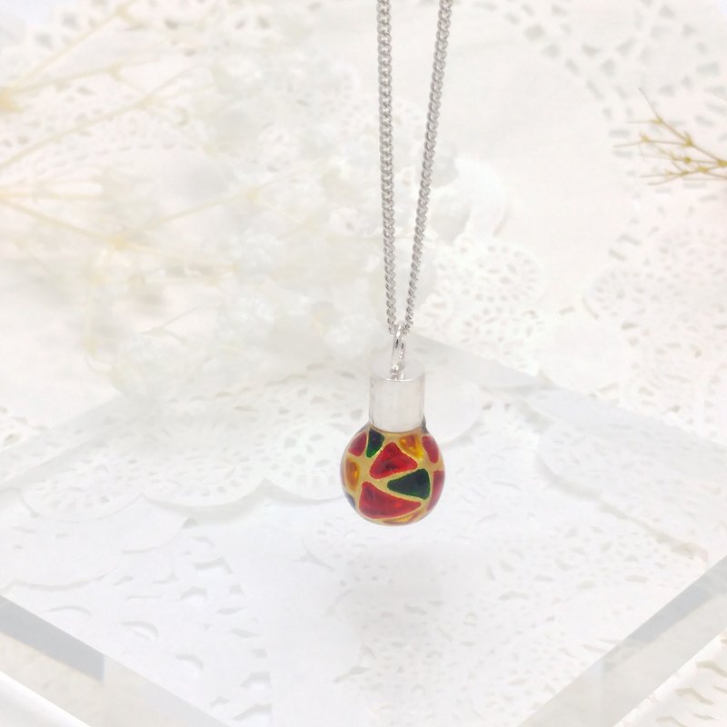 Glass-painted Light Bulb Sterling Silver Necklace 16 inch - Necklaces - Glass Multicolor