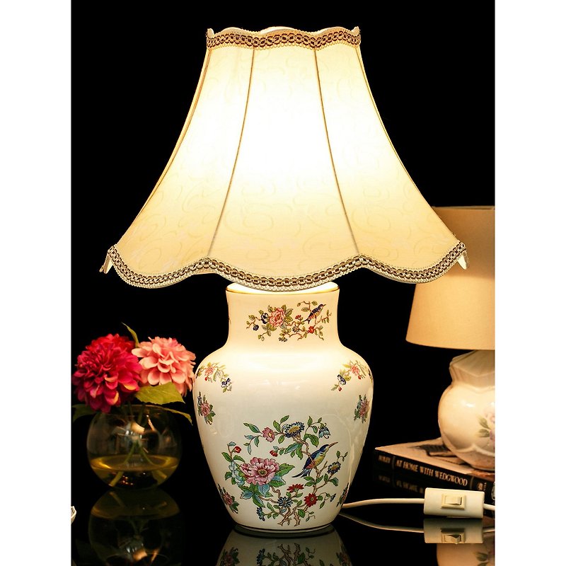 Aynsley bird floral bone china bedroom bedside table lamp table lamp night lamp made in the UK - Lighting - Porcelain 