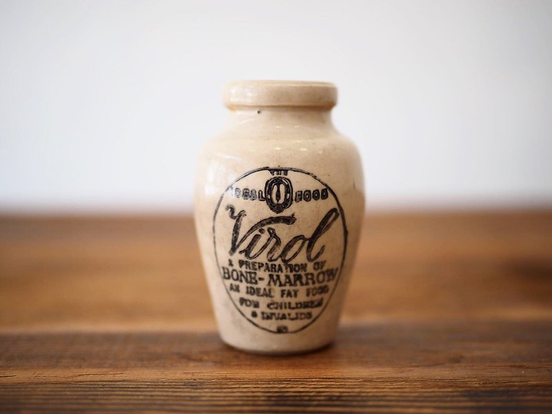 英國百年米白色Virol老陶罐 中款 - 擺飾/家飾品 - 陶 