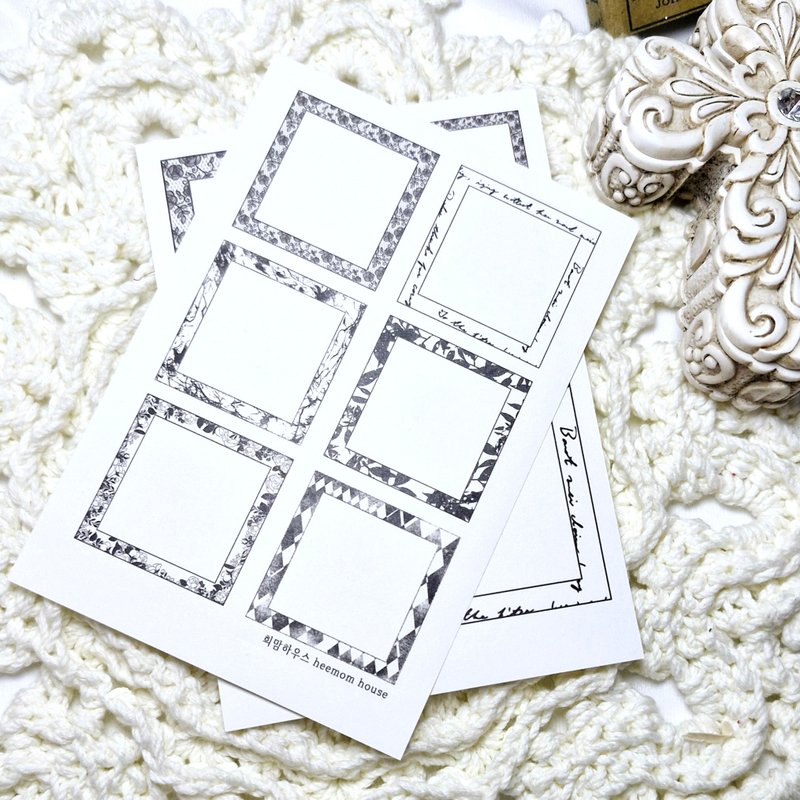 Black square frame paper sticker - 貼紙 - 紙 白色