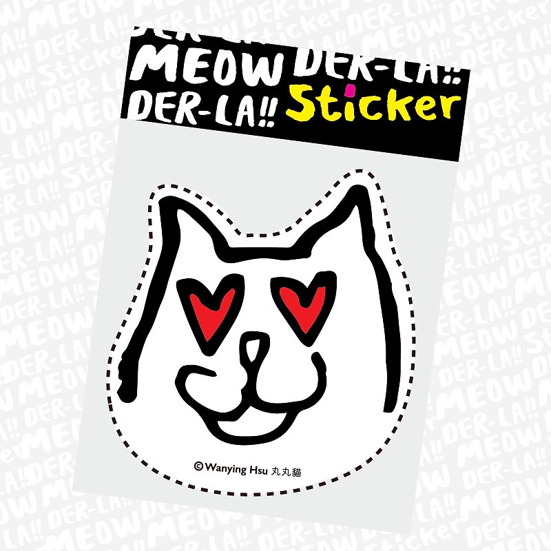 Marumaru cat big sticker with love in eyes - Stickers - Waterproof Material 