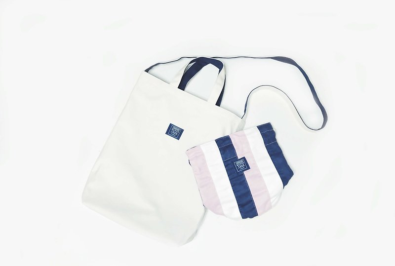 Goody Bag - double-sided three-bag + bucket bag combination offer (optional other color) - Messenger Bags & Sling Bags - Cotton & Hemp White