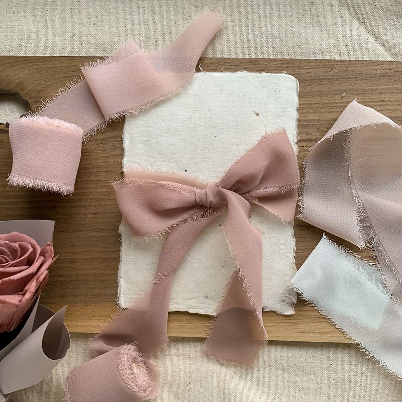 Handmade Chiffon ribbons Wedding invitation - Gift Wrapping & Boxes - Polyester Pink