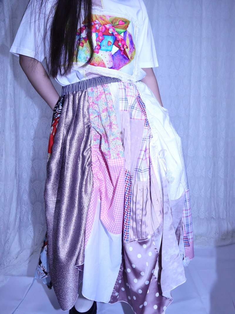 2way MIX 設計裙6011WPK MEIKEIIN handmade - 裙子/長裙 - 其他材質 粉紅色