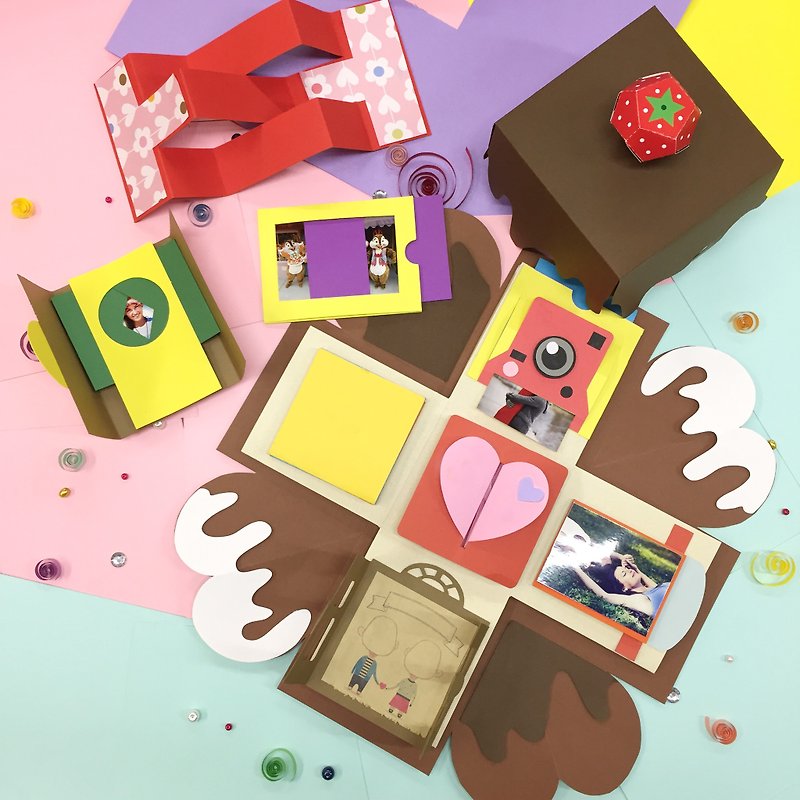 巧克力限定版爆炸盒連精巧8個機關材料包 - 木工/竹藝/紙雕 - 紙 咖啡色