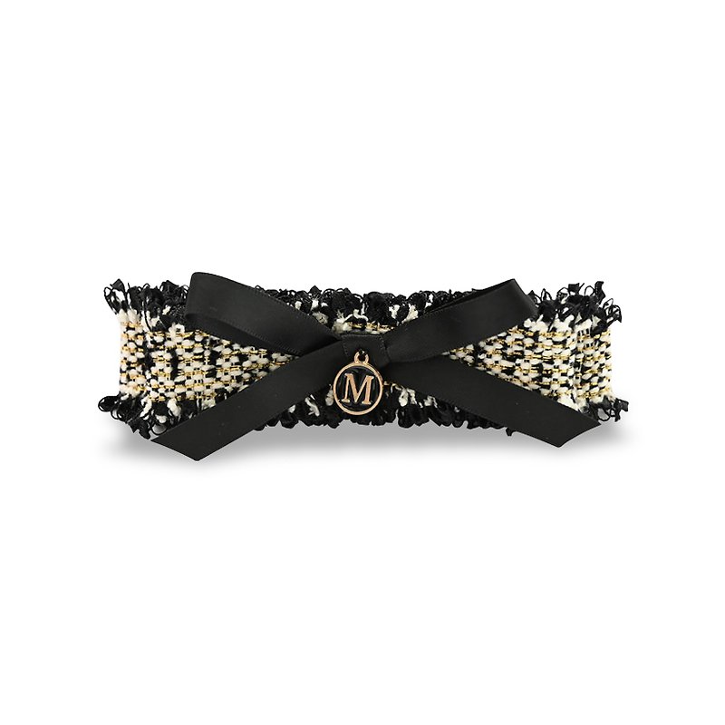 English letters of your choice-dressed gold double-layered bow hairpin black - Hair Accessories - Other Materials Black