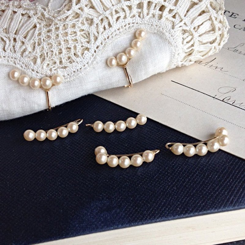Clip earrings OR Iyakafu set of 14kgf vintage glass pearl - Earrings & Clip-ons - Glass 
