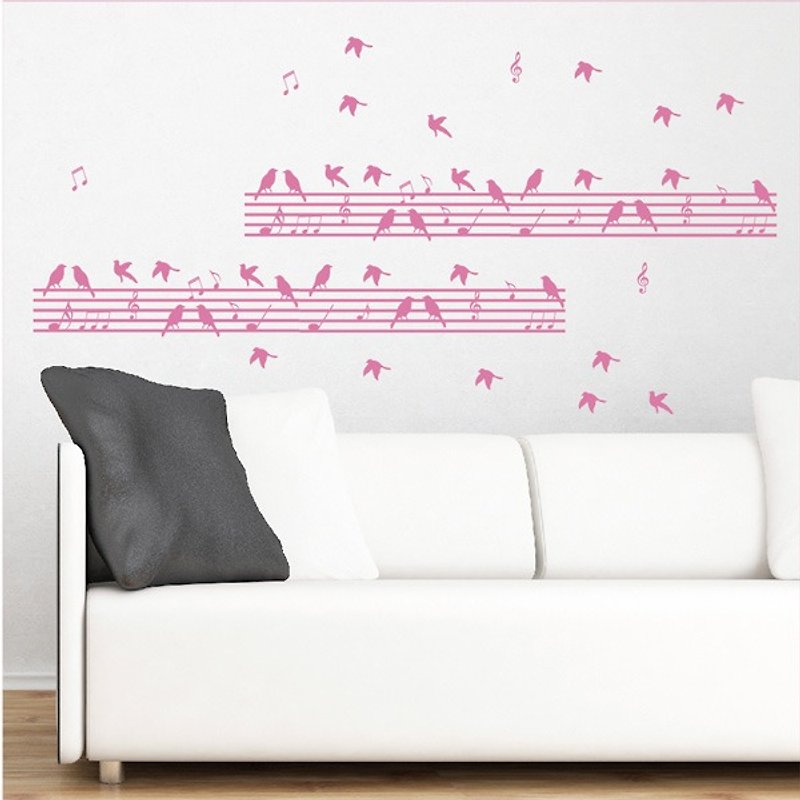 スマート デザイン クリエイティブ シームレス ウォール ステッカー 8 色から選択できる音楽鳥の譜表 2 枚 (約 180 cm) - ウォールデコ・壁紙 - 紙 レッド