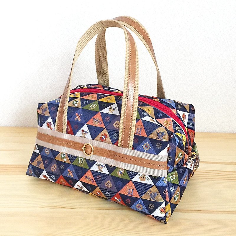 Boston bag with Japanese Traditional pattern, Kimono - Brocade - Handbags & Totes - Other Materials Blue