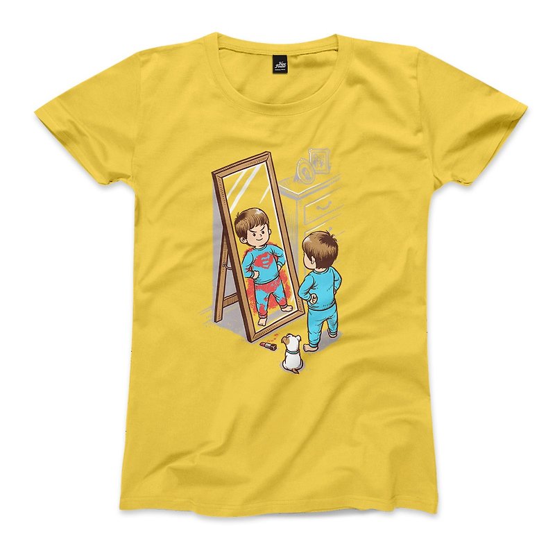 Imagination is my super power - Yellow - Female T-shirts - เสื้อยืดผู้หญิง - ผ้าฝ้าย/ผ้าลินิน สีเหลือง
