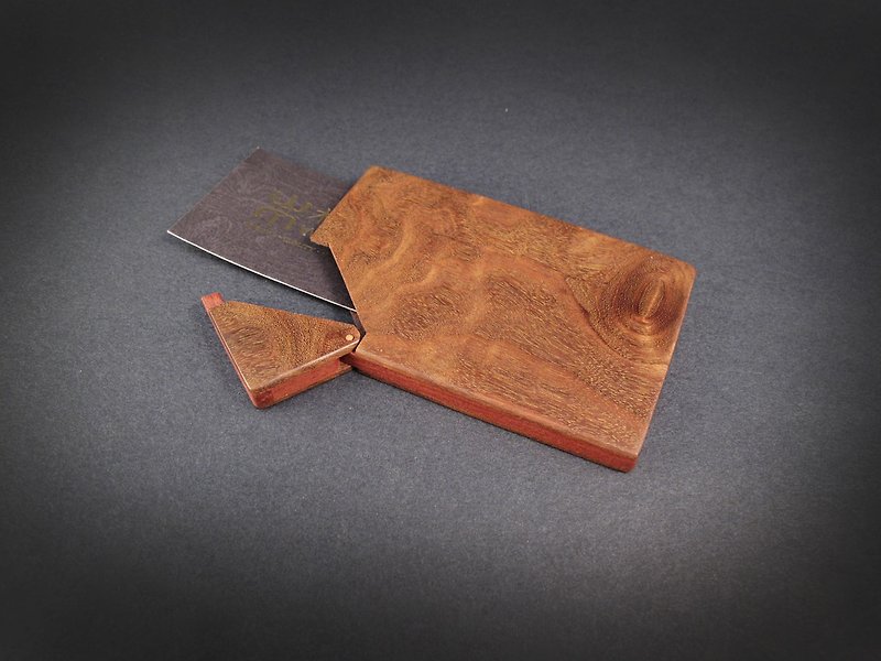 Selected Texture Series / Handmade Log Card Holder / Wooden Card Case / Paraguay Rosewood - Card Holders & Cases - Wood Brown