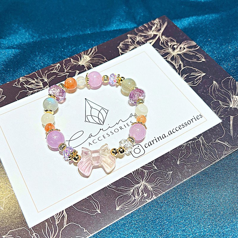 Lucky crystal bracelet jewelry bow Stone life number crystal customized super cute - Bracelets - Crystal Pink