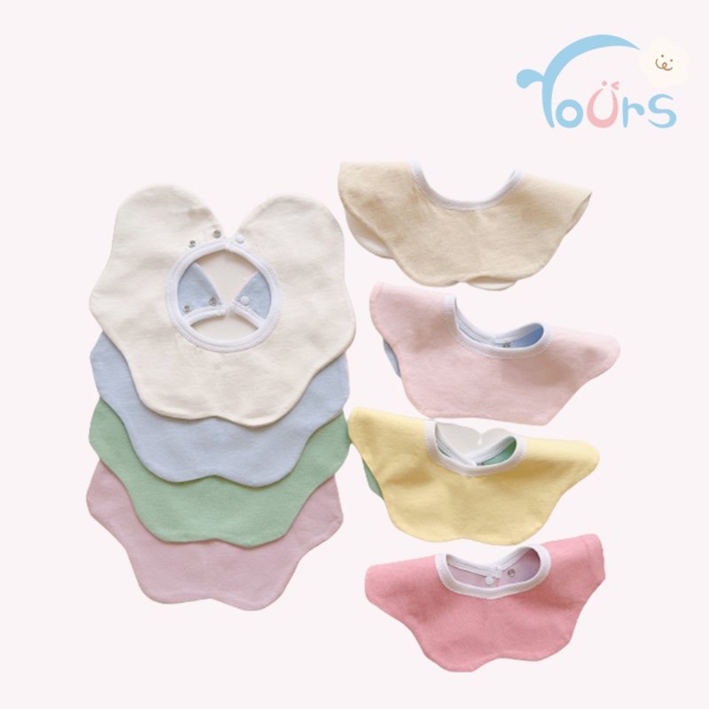 【YOUrs】Cotton sweet flower bib Taiwan-made children's clothing children's bib shape bib - เสื้อยืด - ผ้าฝ้าย/ผ้าลินิน ขาว