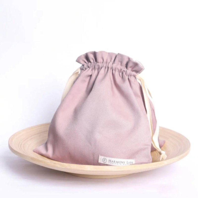 オーガニックコットン二重巾着収納袋 - 布ナプキン・小物収納 - ポーチ - コットン・麻 ピンク