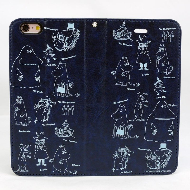 Moomin授權-描繪Moomin 皮革手機殼 - 手機殼/手機套 - 人造皮革 藍色