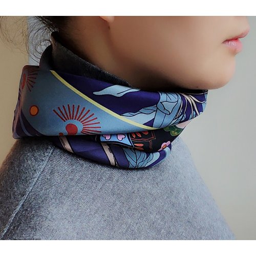 65cm silk twill scarf bandana elephant illustriation original design - Shop  chicasart Scarves - Pinkoi