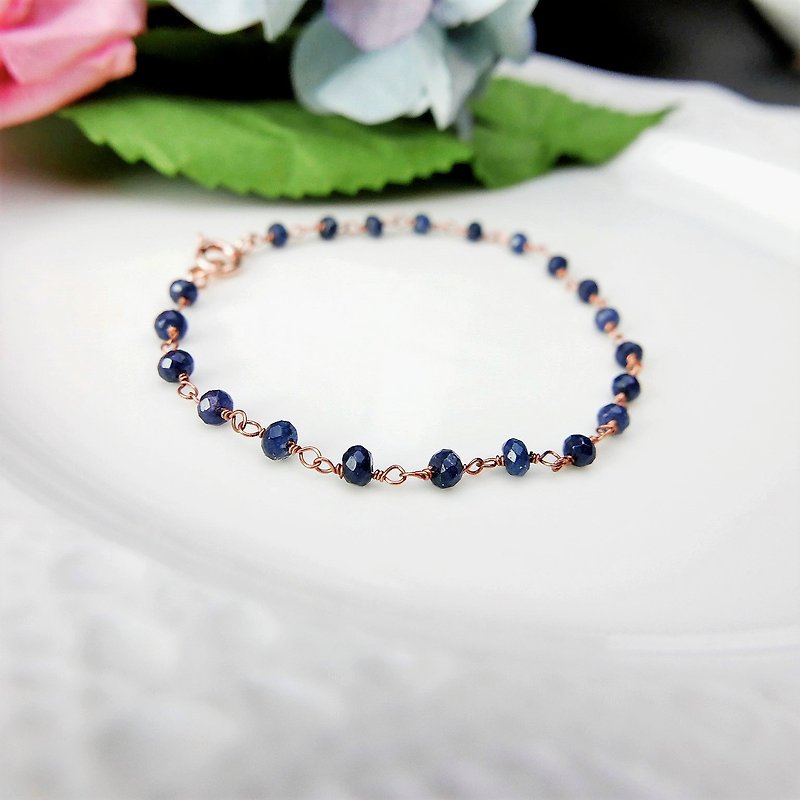 [Buy one get one free] || September birthstone|| Sapphire Rose Gold 925 sterling silver extra-fine bracelet - Bracelets - Gemstone Blue