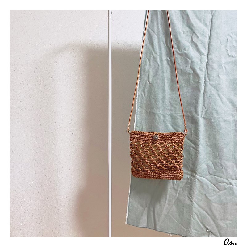 Small fishing net (caramel color) - Messenger Bags & Sling Bags - Cotton & Hemp 