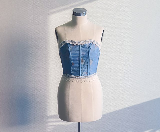 Denim Corset Bustier In Vintage