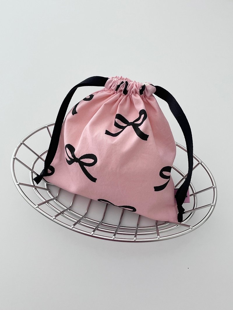 Ribbon String Pouch - Toiletry Bags & Pouches - Cotton & Hemp Pink