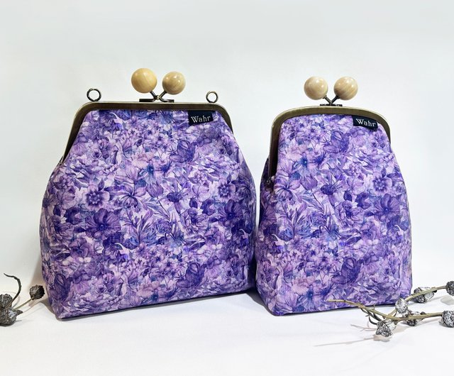 Stylish handmade purple handbag, 20 cm kiss clasp handbag, crossbody handbag, buy shoulder handbag, made-to-order