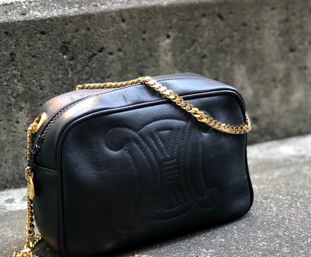 日本直送 名牌中古包 】 CELINE トリオンフ 型押し レザー ミニバッグ