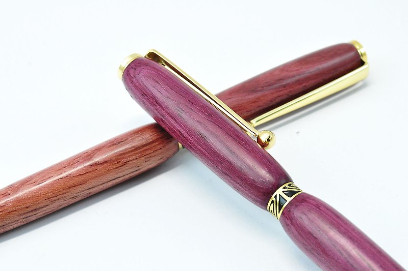 【Log Ball Pen-Purple Heart Wood. Red Sandalwood】 - Ballpoint & Gel Pens - Wood Purple