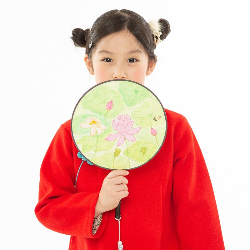 兒童旗袍 古風 典雅長袖素面款 月兔弄蝶 - 旗袍/改良式旗袍 - 棉．麻 紅色