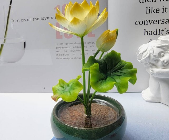 Cold Porcelain Clay/Clay Floral Art-Water Lily Small Potted Plant/Gift -  Shop liyen-diy Plants - Pinkoi