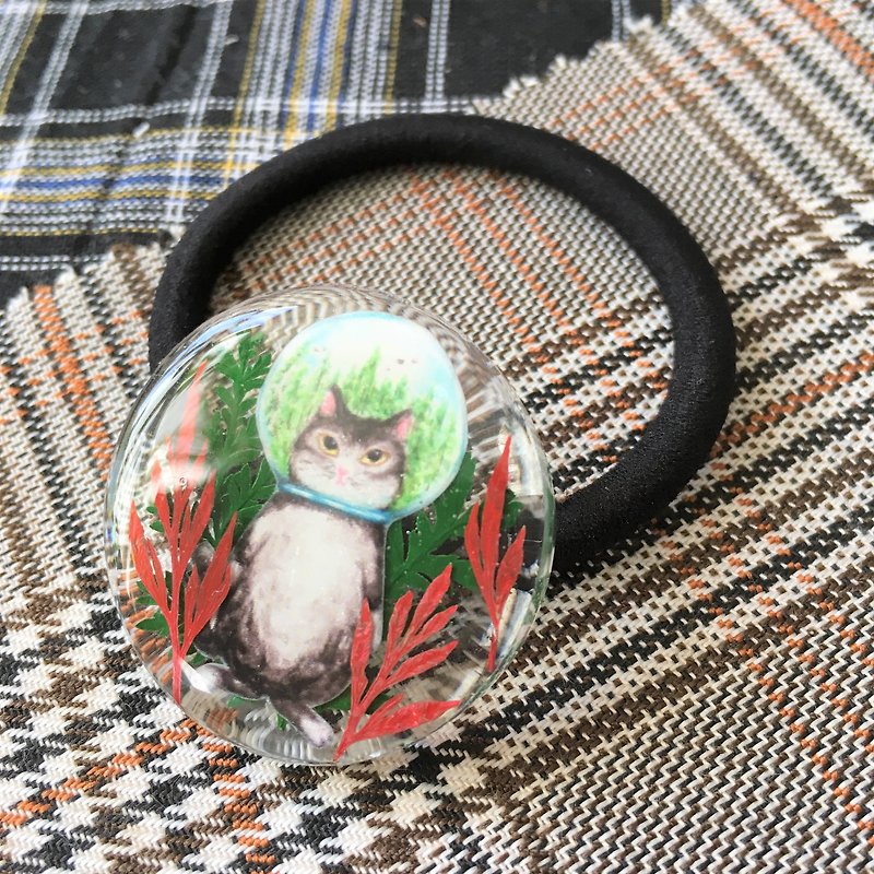 Glass ball cat forest cat hair ring - Hair Accessories - Resin Multicolor