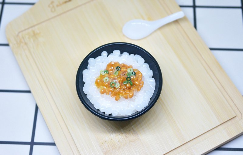>>黏土系列 -日本納豆飯仿真食物磁鐵 #冰箱磁鐵 #Fake Food - 磁鐵 - 黏土 橘色