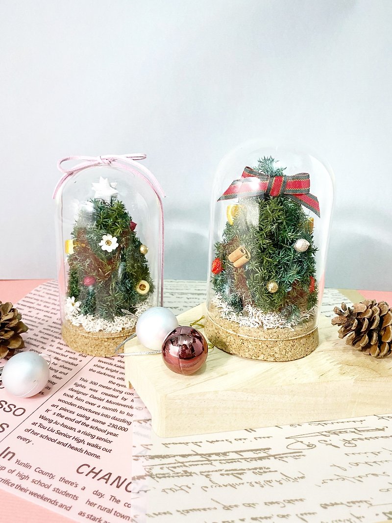 ガラス製の不滅のクリスマスツリー - ドライフラワー・ブーケ - 寄せ植え・花 グリーン
