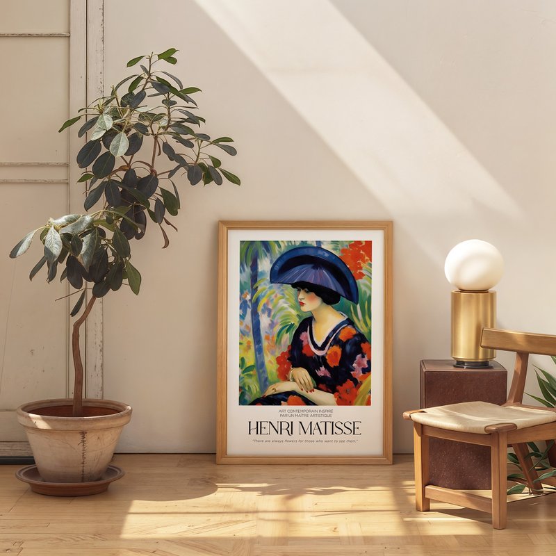 午後緑影と青い帽子の女 / マティス風 掛け画 画芯 ポスター フレームなし 装飾画 - ポスター・絵 - 紙 
