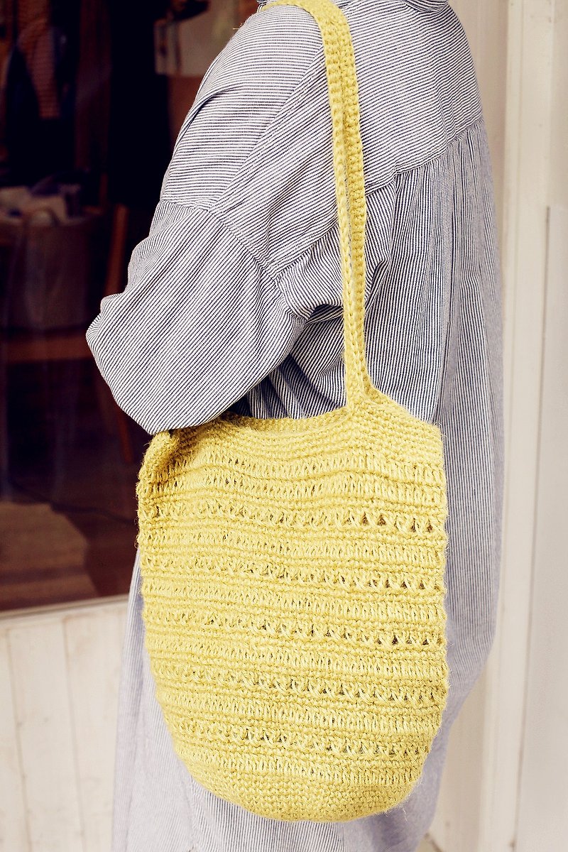 [Spring] good day handmade light green hemp rope woven bag - Messenger Bags & Sling Bags - Other Materials Green