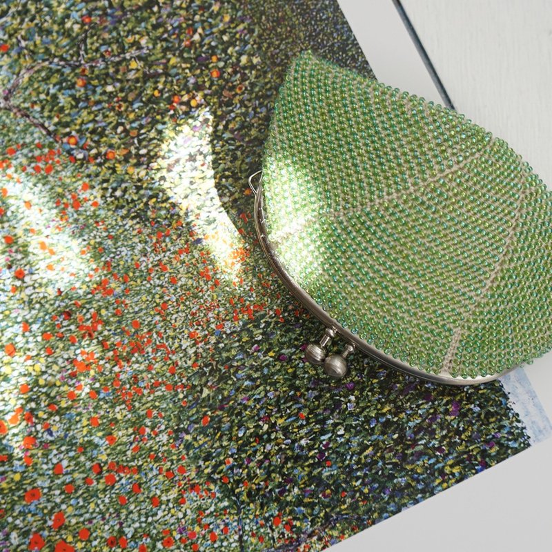 Ba-ba handmade Seedbeads crochet pouch No.1980 - 錢包/皮夾/長短夾 - 其他材質 綠色