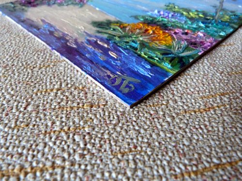山水画、トロピカル油絵、オリジナルの壁アート、ヤシの木の絵