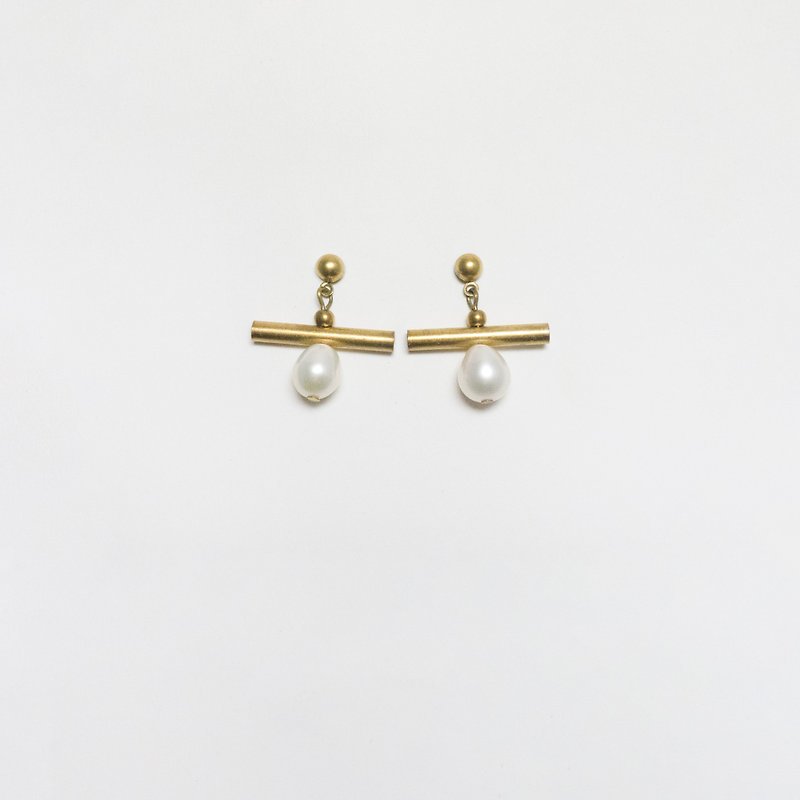 秩序 耳環 (簡)  - Order earrings (simple) - 耳環/耳夾 - 珍珠 金色