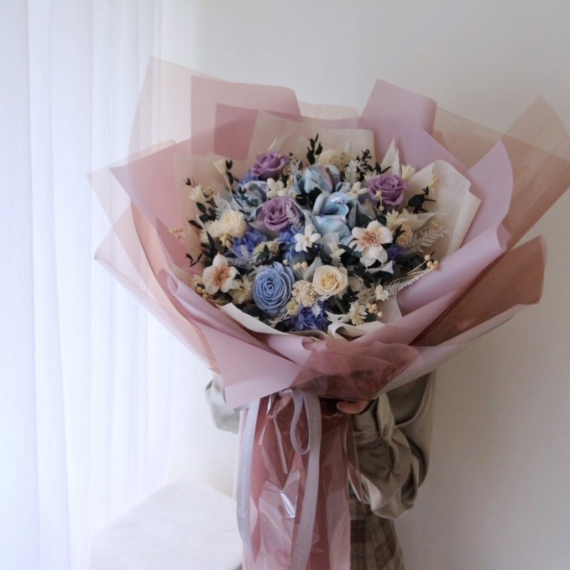 Banknote bouquet red envelope can be customized Mother's Day flower gift eternal flower eternal rose proposal bouquet - Dried Flowers & Bouquets - Plants & Flowers Purple