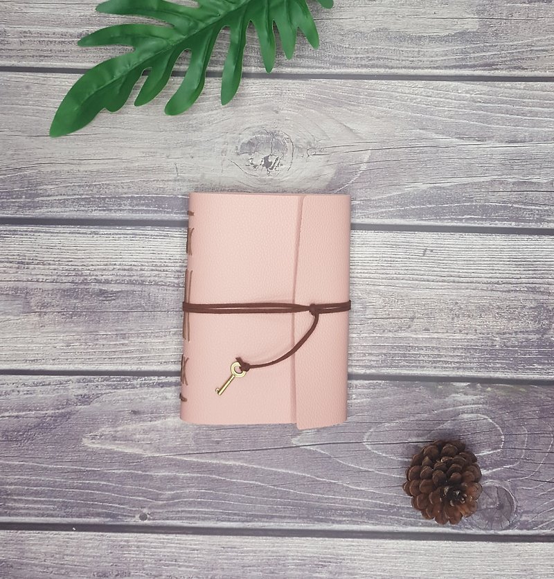 Nude Pink Journal with Brownish Stitched and Velvet Cord - 筆記本/手帳 - 人造皮革 
