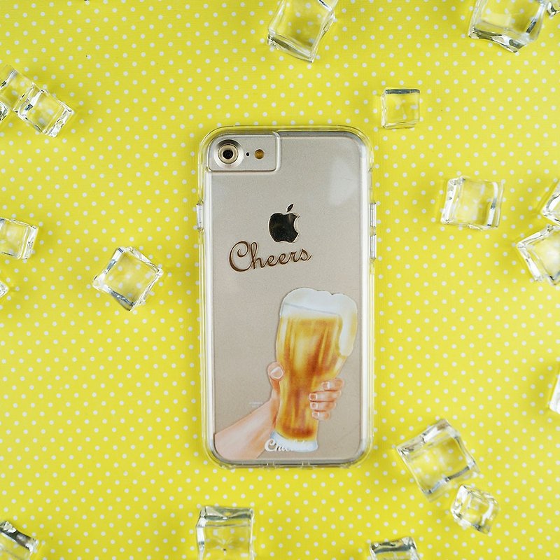 Transparent anti-drop phone case [Cheers for beer] - เคส/ซองมือถือ - พลาสติก สีเหลือง