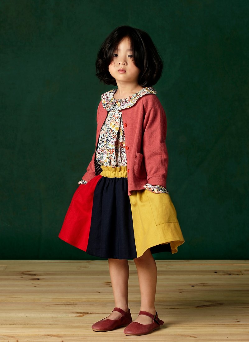 Ángeles-Three-color stitching skirt - กระโปรง - ผ้าฝ้าย/ผ้าลินิน 