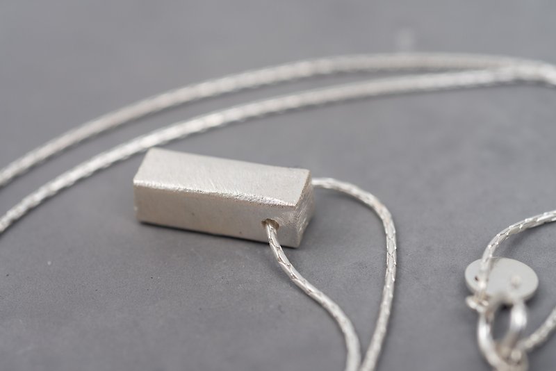 Silver rectangle bar pendant - vertical or horizontal (STN20) - Necklaces - Silver Silver